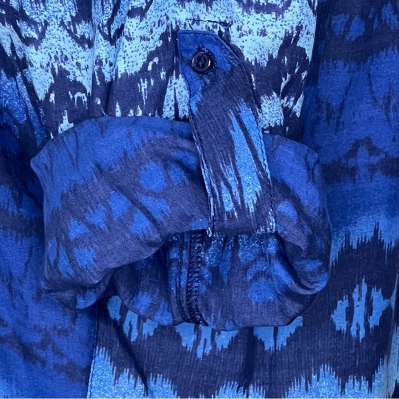 Vintage America Women’s Button Up Blue Tunic With Ink Blot Pattern Small… - Picture 12 of 15